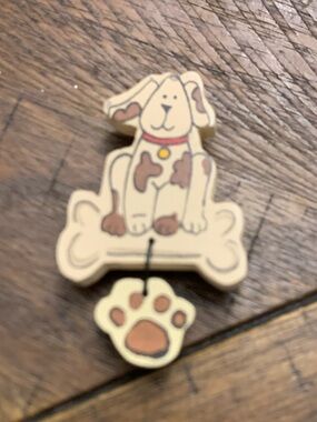 Dog Bone & Paw brooch- Cream and Brown